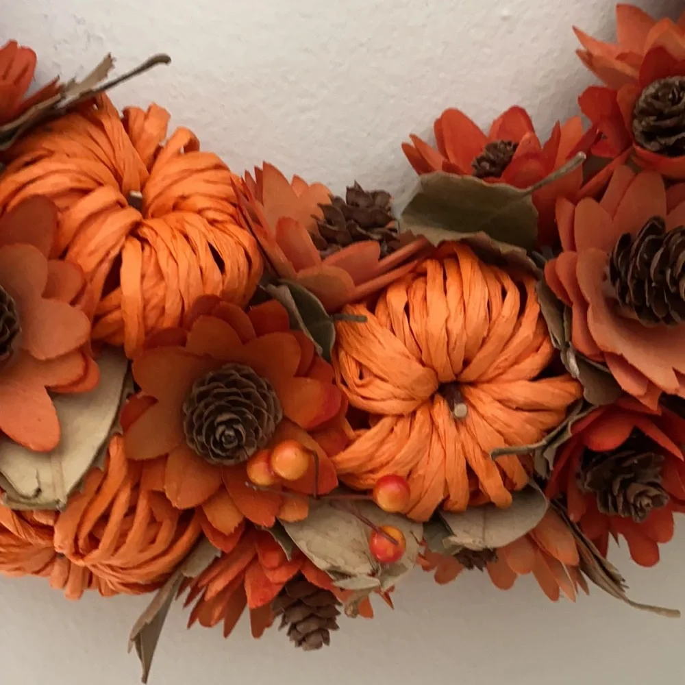 Fall autumn harvest orange wreath